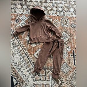 Olive + Scout Cozy Brown Kids Jogger Set